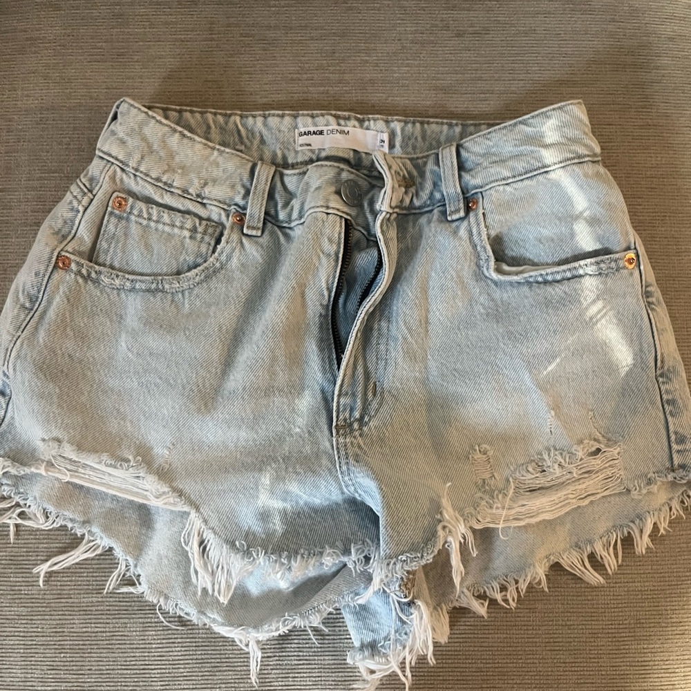 Garage Light Blue Distressed Jean Shorts